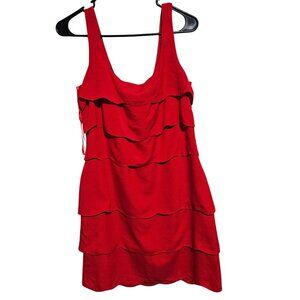 Gianni Bini Red Sleeveless Tiered Dress Size Medium Mini Bodycon Holiday Party